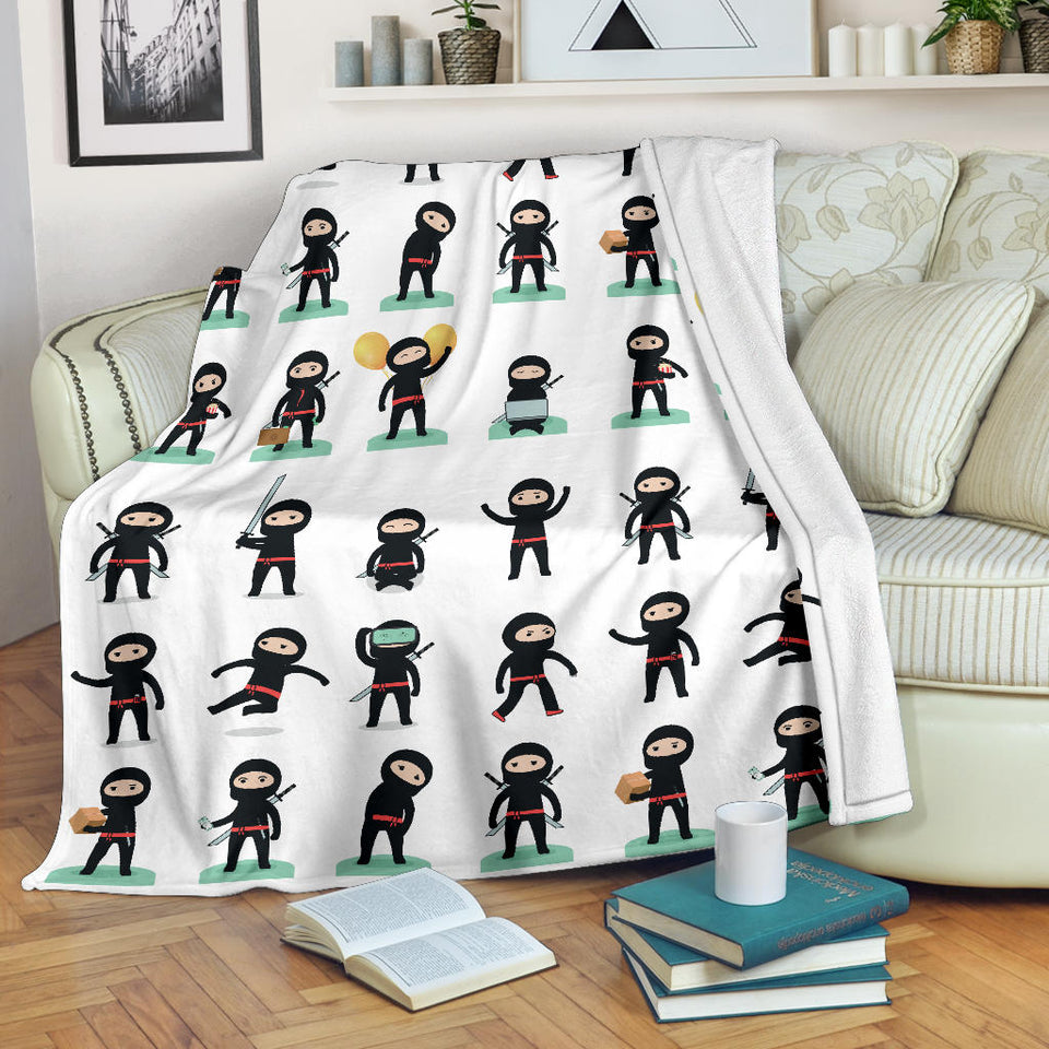 Cute Ninja Katana Sword Pattern Premium Blanket