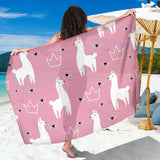 Llama Alpaca Pink Background Sarong