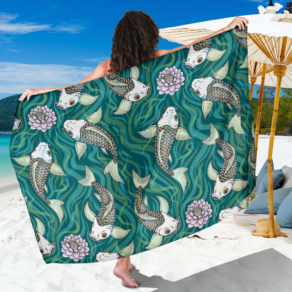 Koi Fish Carp Fish Lotus Pattern Sarong