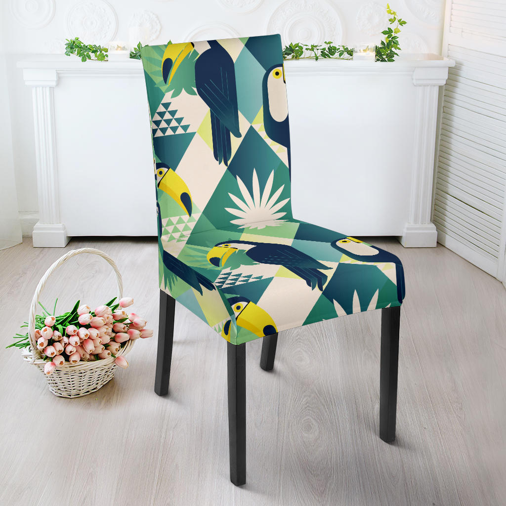 Toucan Tropical Leaves Design Pattern  Dining Chair Slipcover