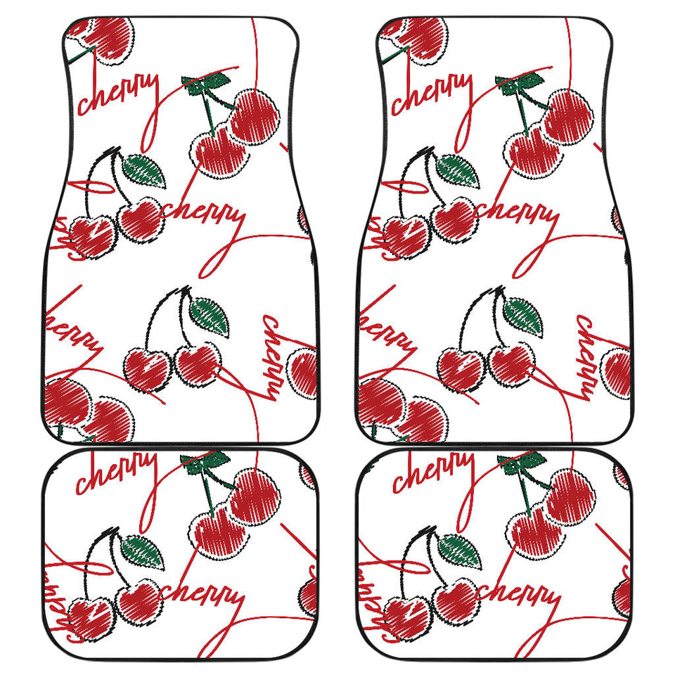 Hand Drawn Cherry Pattern Front And Back Car Mats