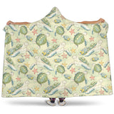 Hand Drawn Sea Turtle Fish Pattern Hooded Blanket