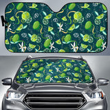 Lime Ice Flower Pattern Car Sun Shade