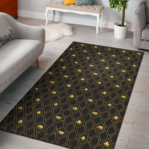 Casino Cards Suits Pattern Print Design 01 Area Rug