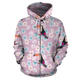 Beautiful Toucan Flower Leaves Zip Up Hoodie