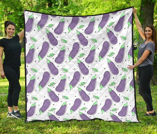 Eggplant Pattern Print Design 05 Premium Quilt