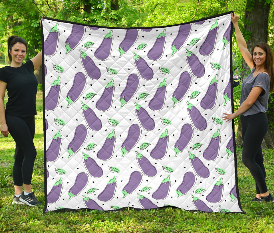 Eggplant Pattern Print Design 05 Premium Quilt
