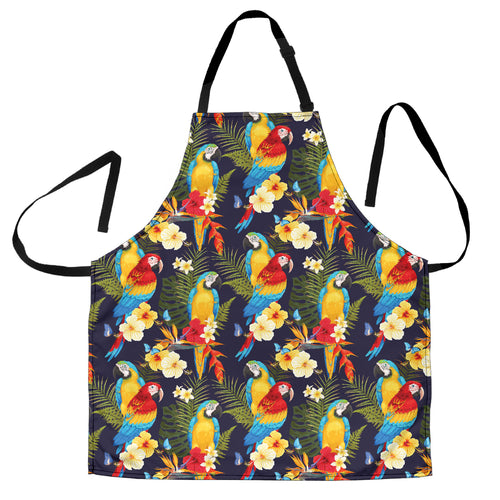 Colorful Parrot Flower Pattern Adjustable Apron