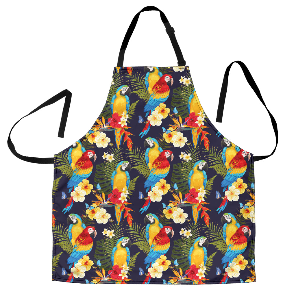 Colorful Parrot Flower Pattern Adjustable Apron