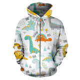 Cute Funny Kids Dinosaurs Pattern Zip Up Hoodie