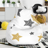 Hand Drawn Gold Black Star Pattern Bean Bag Cover
