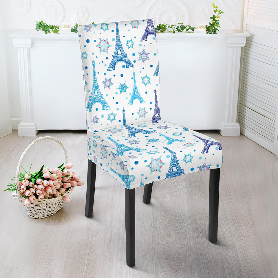 Eiffel Tower Pattern Print Design 01 Dining Chair Slipcover