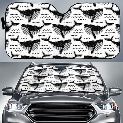 Black Whale Pattern Car Sun Shade