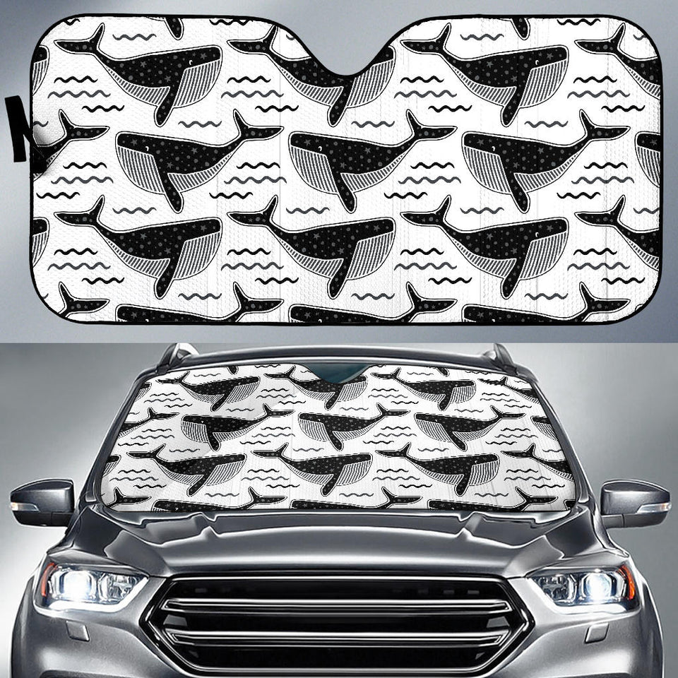 Black Whale Pattern Car Sun Shade