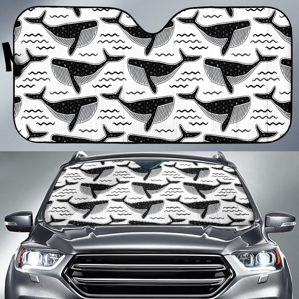 Black Whale Pattern Car Sun Shade