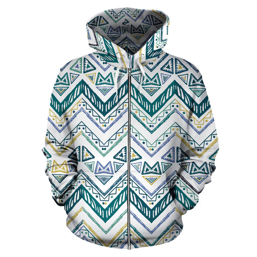 Zigzag  Chevron Paint Design Pattern Zip Up Hoodie