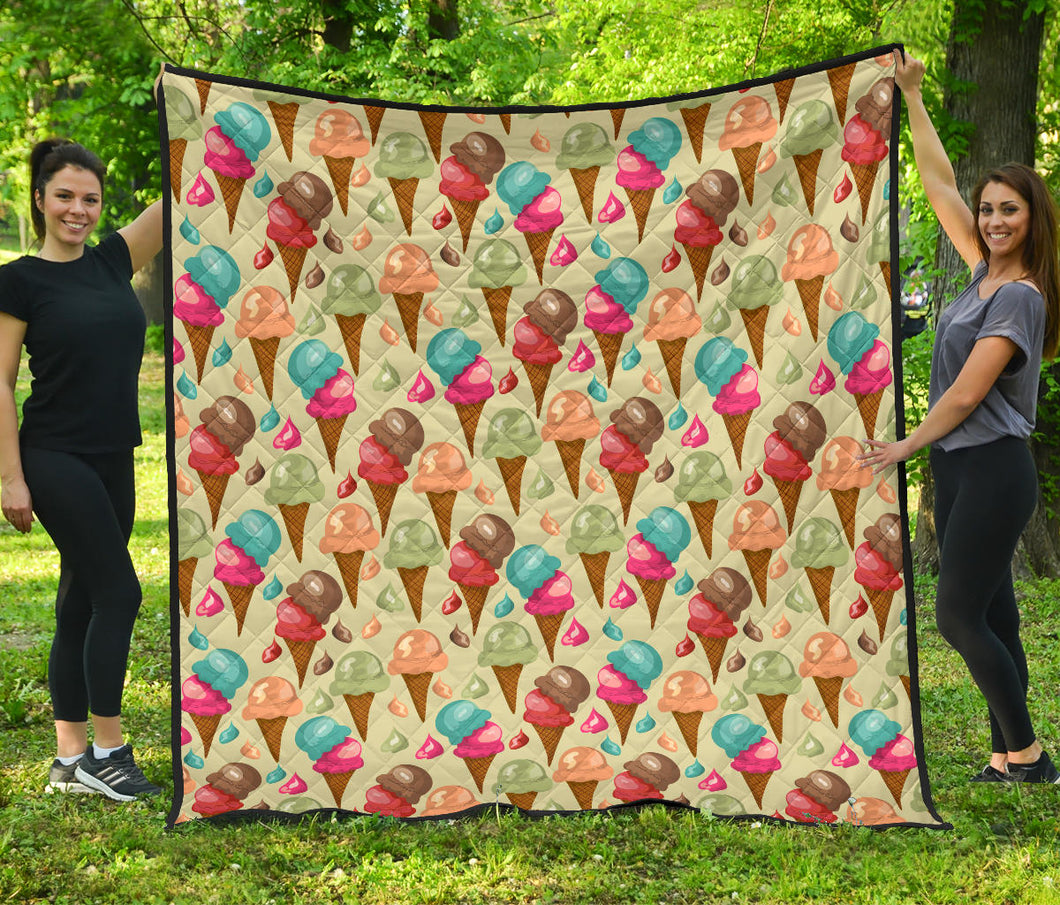 Colorful Ice Cream Pattern Premium Quilt