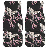 Japanese Crane Pink Sakura Pattern Front And Back Car Mats