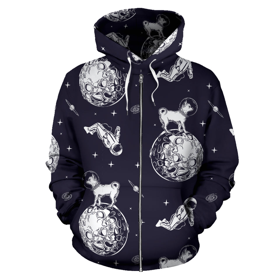 Chihuahua Space Helmet. Astronaut Pattern Zip Up Hoodie