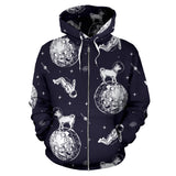 Chihuahua Space Helmet. Astronaut Pattern Zip Up Hoodie