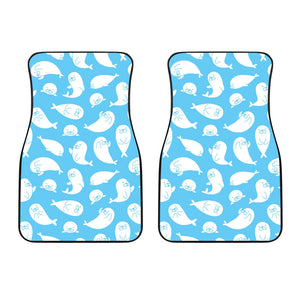 Cute White Sea Lion Seals Pattern Front Car Mats