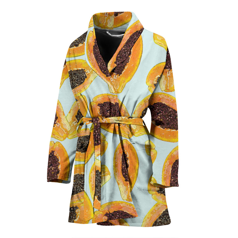 Watercolor Papaya Pattern Women'S Bathrobe