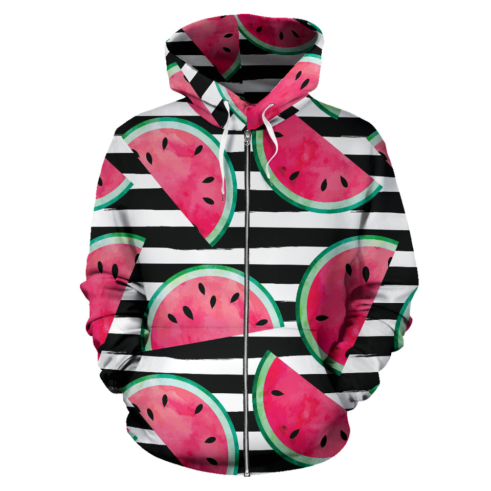 Watercolor Paint Textured Watermelon Pieces Zip Up Hoodie