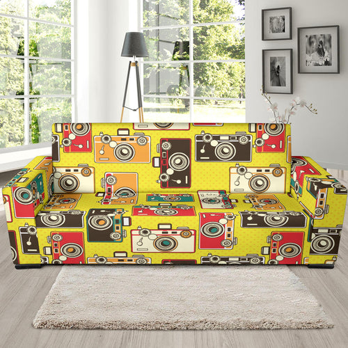 Camera Pattern Print Design 02 Sofa Slipcover