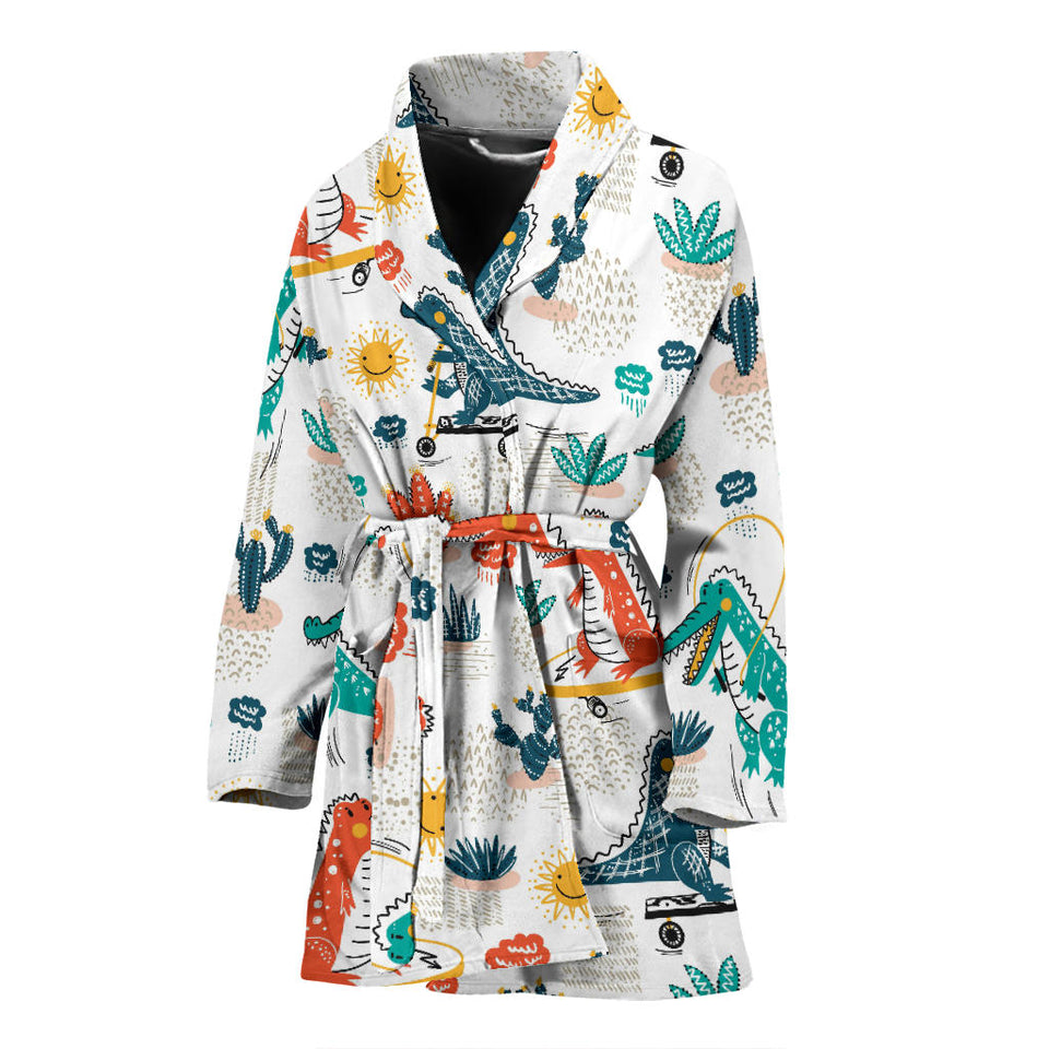 Cute Crocodile Pattern Women'S Bathrobe