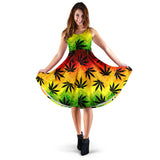 Canabis Marijuana Weed Pattern Print Design 03 Sleeveless Midi Dress