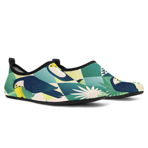 Toucan Tropical Leaves Design Pattern Aqua Shoes