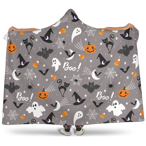 Halloween Design Pattern Hooded Blanket