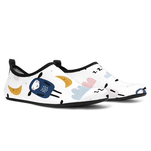 Cute Sleeping Sheep Moon Cloud Pattern Aqua Shoes