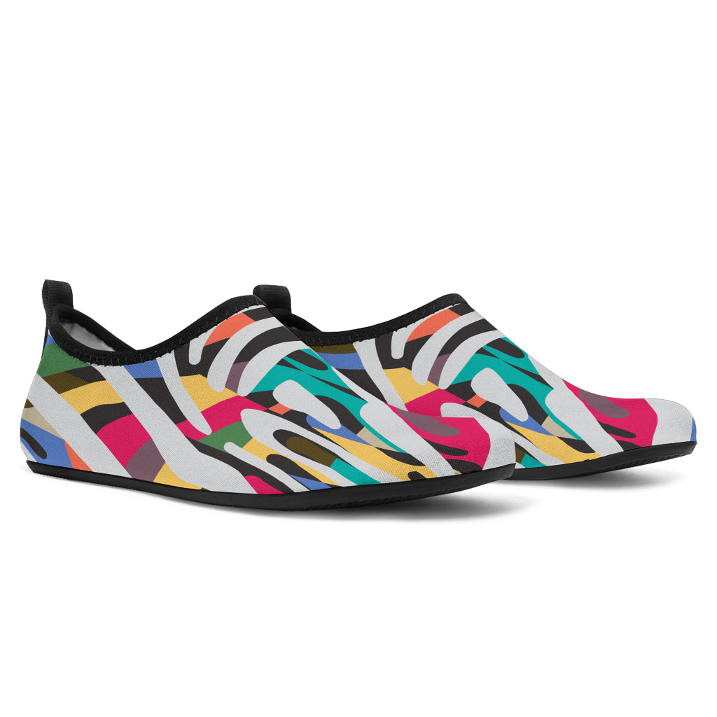 Colorful Zebra Skin Pattern Aqua Shoes