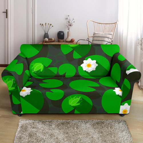 Frog Waterlily Pattern Loveseat Couch Slipcover