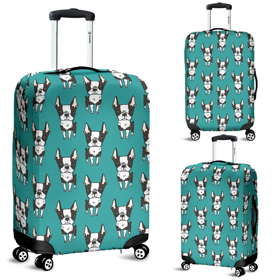 Hand Drawn Boston Terrier Dog Pattern Luggage Covers