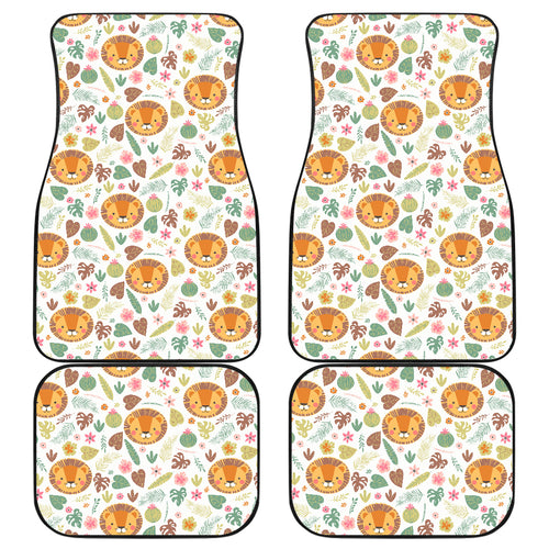 Lion Pattern Print Design 04 Front and Back Car Mats
