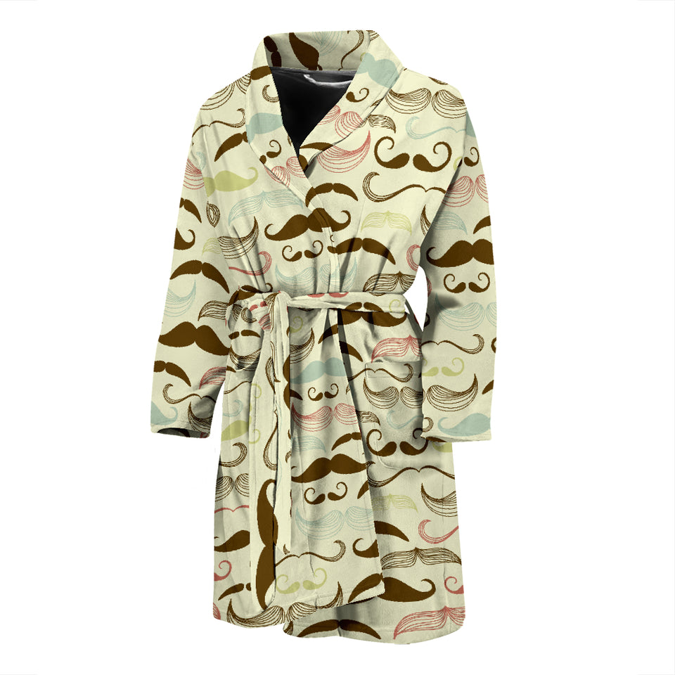 Mustache Beard Pattern Print Design 01 Men's Bathrobe