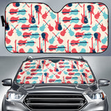 Red Blue Guitar Pattern Car Sun Shade