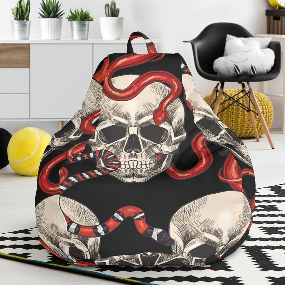 Red Snake Skull Pattern Bean Bag Cover