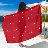 Christmas Tree Star Snow Red Background Sarong