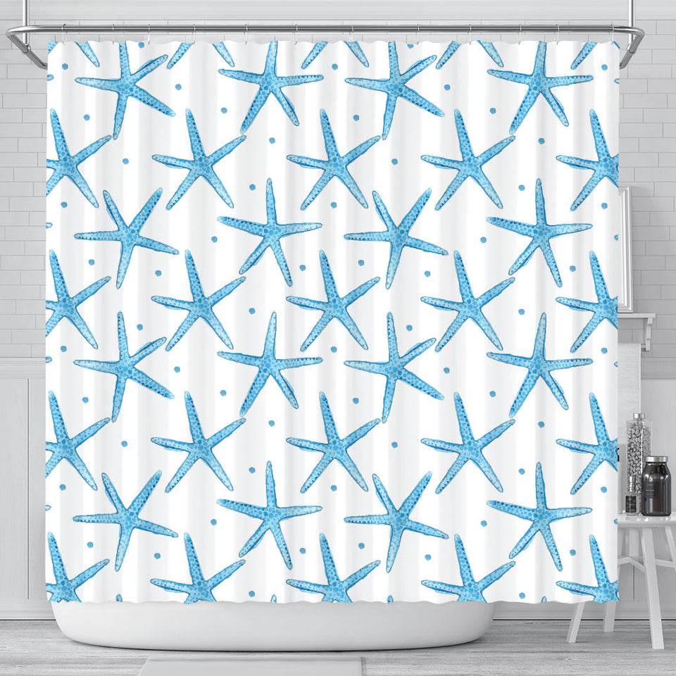 Watercolor Starfish Pattern Shower Curtain Fulfilled In US