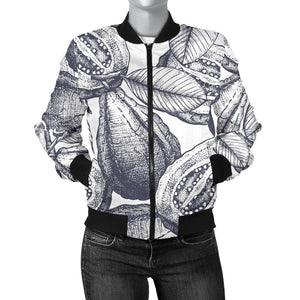 Guava Tropical Hand Drawn Pattern Women'S Bomber Jacket