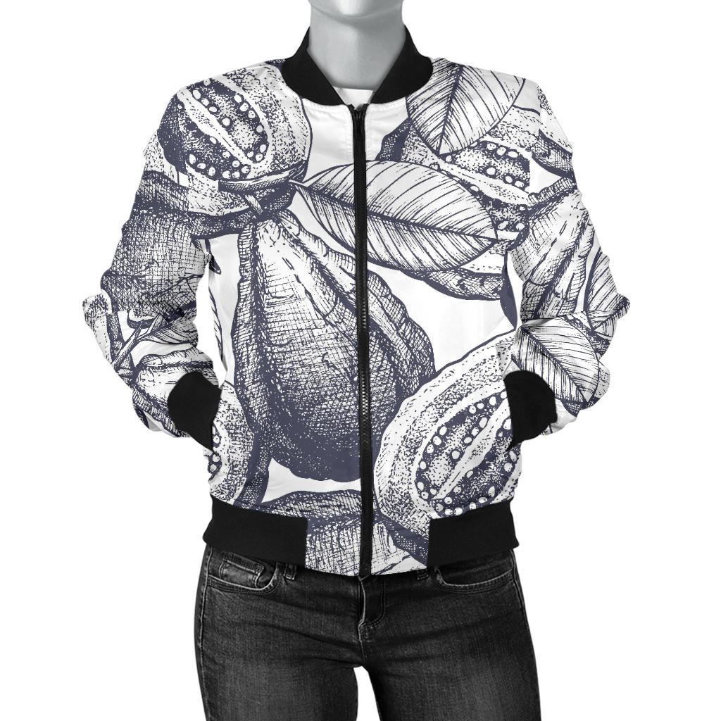 Guava Tropical Hand Drawn Pattern Women'S Bomber Jacket