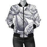 Guava Tropical Hand Drawn Pattern Women'S Bomber Jacket