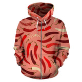 Beautiful Chili Peppers Pattern Zip Up Hoodie