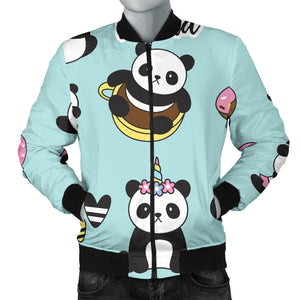 Cute Baby Panda Pattern Men'S Bomber Jacket