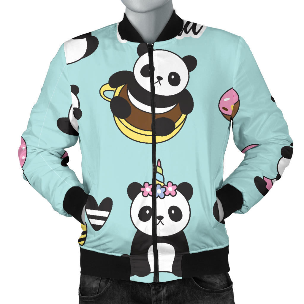 Cute Baby Panda Pattern Men'S Bomber Jacket
