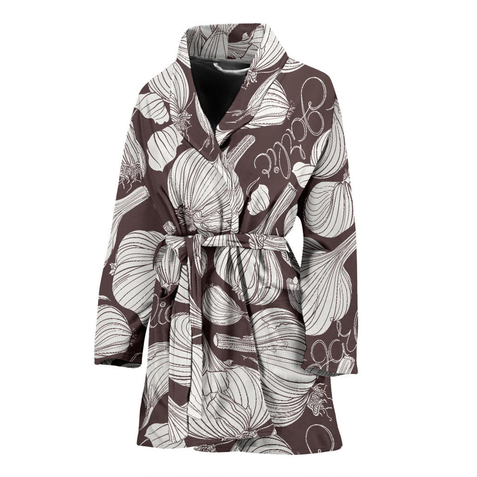 Garlic Bulb Dark Background Women'S Bathrobe