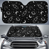 Hand Drawn Space Rocket Star Planet Car Sun Shade